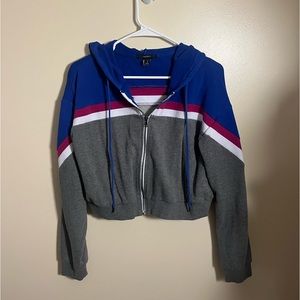 Striped cropped zip up